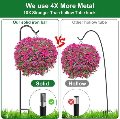 8 Pack Heavy Duty Shepherd Hook for Outdoor 37 Inch One Piece Structure No Assembly Required 2/5 Inch Solid Metal Shepards Hooks for Garden Hanging Plants Hanger Lantern Wedding Black