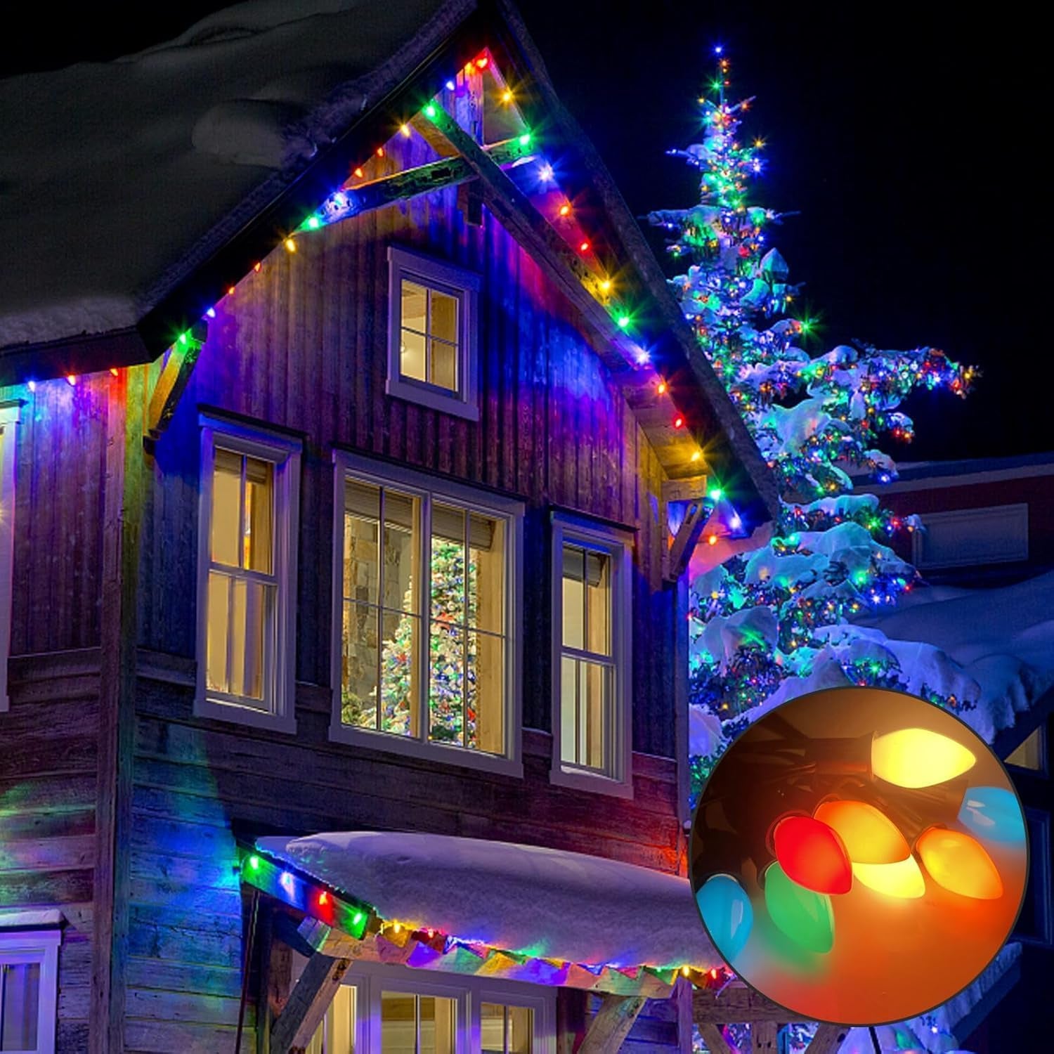 25 Pack C7 Multicolor Christmas Replacement Bulbs, Vintage Multicolor Ceramic Light Bulbs for C7 Christmas String Lights, E12/C7 Candelabra Base, 5 Watt