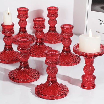 Candlestick Holders Set, 4" H Taper Candle Holders Bulk, 12Pcs Gold Glass Candle Holders for Wedding, Festival, Party & Windowsill Decor