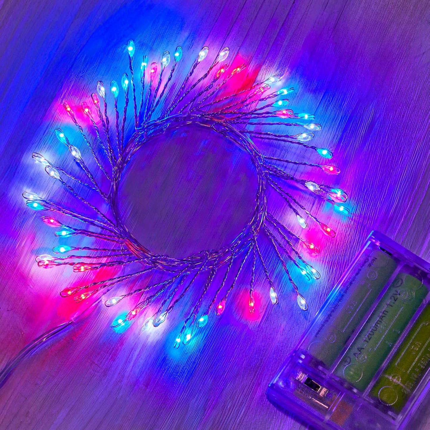 Outdoor Fairy Firecracker Lights Battery Operated, 5 Feet 60 Leds Twinkle String Lights with Remote, 2 Pack Starry Lights for DIY Wreath Wedding Party Bedroom Mason Jar Holiday Christmas, Pure White