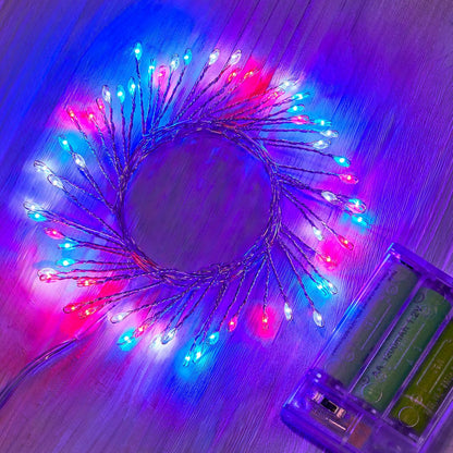 Outdoor Fairy Firecracker Lights Battery Operated, 5 Feet 60 Leds Twinkle String Lights with Remote, 2 Pack Starry Lights for DIY Wreath Wedding Party Bedroom Mason Jar Holiday Christmas, Pure White