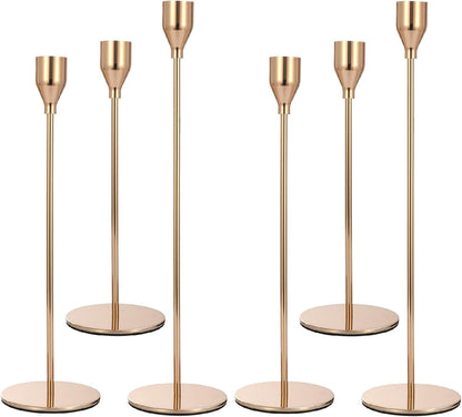 Set of 3 Black Candlestick Holders - Decorative Taper Candle Holders for Home Decor, Wedding, Dining, Party, Anniversary